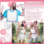 6 Sets Bottle Chug Baby Shower Games Juegos Para Plastic Baby Bottles Bibs Hat Disposable Diapers Gender Reveal Games Baby Changing Diaper Race Game Decoration (Pink) - Image 5