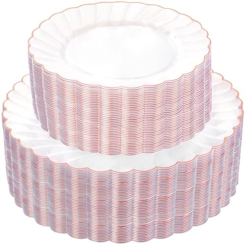 YOUBET 100PCS Rose Gold Plastic Plates for Wedding Baby Shower Party by YOUBET