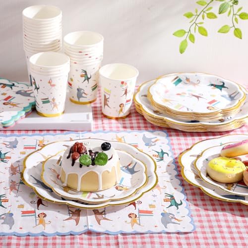 Maxdot 100 Pcs Animal Parade Party Plates Tableware Set, Disposable - Image 4