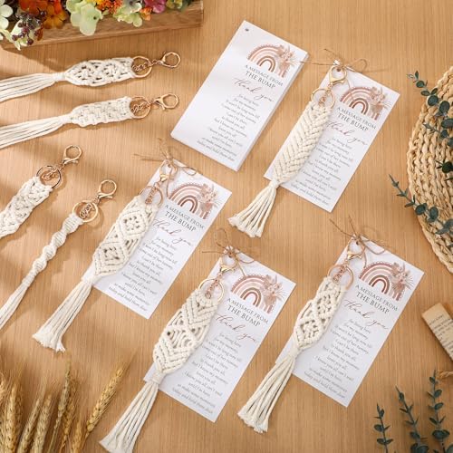 Ecation Boho Baby Shower Favors for Guest Macrame Keychain Bulk - Image 3