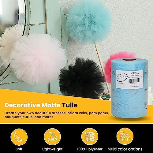 Expo International Decorative Matte Tulle Spool of 6 inch X 100 yards | Light Blue - Image 4