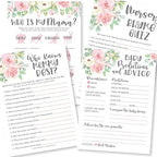 Hadley Designs 50 Floral Who Knows Mommy Best, Baby Prediction and Advice Cards etc., 25 Love or Labor, Boobs Or Baby Butts Gender Reveal-6 Double Sided Cards Baby Shower Funny Games - Image 3
