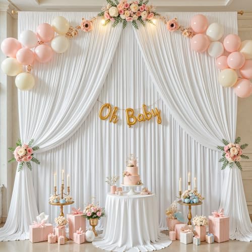 20x15ft White Backdrop Curtains for Parties Wedding Photo Wrinkle Free - Image 2