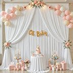 10x15ft White Backdrop Curtains for Parties Wedding Photo Wrinkle Free - Image 2