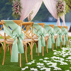 Sage Green Satin Chair Sashes Bows, 6 x 108 inch, 50 Pcs - Image 3