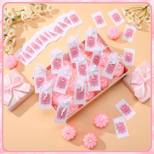 Treela 48 Set Pumpkin Candle Baby Shower Favors,Pink - Image 3