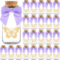 Ethisa Small 24 Pack Butterfly Party Favor Glass Bottles with Ribbons and Stickers - Vintage Baby Shower and Birthday Favors for Guests and Table Centerpieces Decorations - Purple Theme Candy Jar by Ethisa