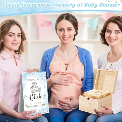 Marsui 136 Pcs Baby Shower Blocks to Decorate Game Kit, Blue Elephant - Image 7