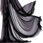 Barcelonetta | Chiffon Fabric | Decoration, Drapery Fabric | Halloween Decoration | for Arbor, Arch, Canopy, Table and Chair Decoration (Black, 10 Yards) by Barcelonetta