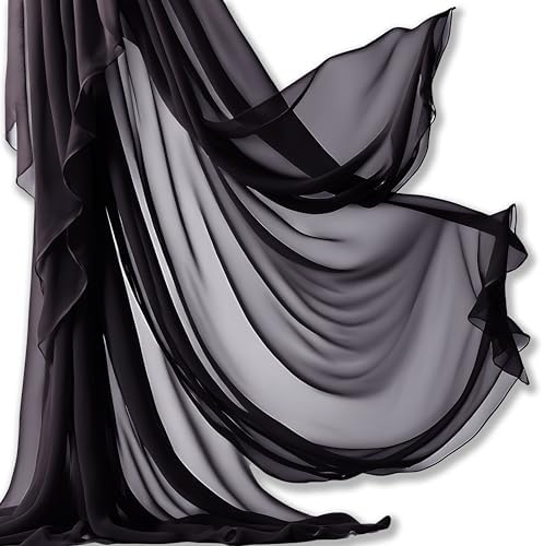 Barcelonetta | Chiffon Fabric | Decoration, Drapery Fabric | Halloween Decoration | for Arbor, Arch, Canopy, Table and Chair Decoration (Black, 10 Yards) by Barcelonetta