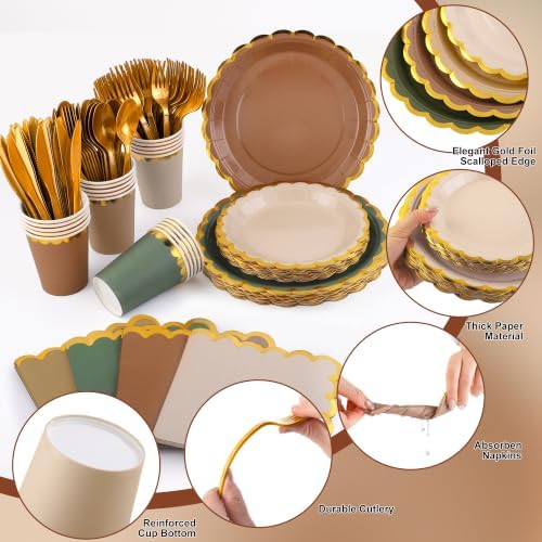 Kochorie 336PCS Woodland Disposable Dinnerware Set Serves 48 Guests - Image 3