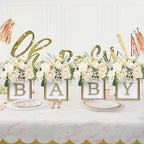 4 Set Baby Shower Centerpieces for Tables - 6 inch Wooden Boxes with Baby Letters Rustic Cube Planter Wood Blocks for Gender Reveal Party Favor (Gold) - Image 6