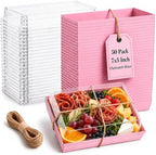 50 Pack 7x5in Charcuterie Board Boxes with Clear Lids, Paper Containers by Leafiew