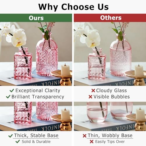 SUPMIND 16Pcs Pink Glass Bud Vases in Bulk for Wedding Table Centerpieces - Image 6