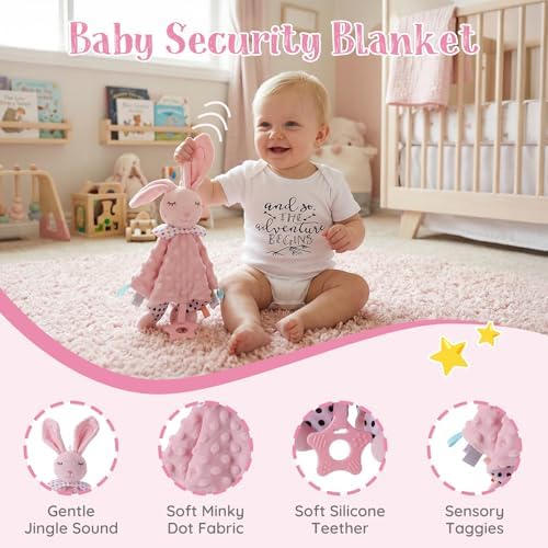 Baby Girl Gift Set - 12 Pcs Newborn Essentials with Bunny Lovey, 100% Cotton Onesie, Milestone Sign & Photo Frame - Unique Carriage Storage Box, Ready-to-Gift Baby Shower Gifts for Newborn Girls - Image 5