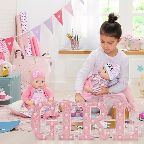 Pink Glitter GIRL Letters for Baby Shower Decorations - Girl Theme LED Light Up Letters, Battery Powered Party Centerpieces for Tables, Wall & Room Decor - Image 6