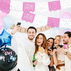 Mindsoft 6 Pack 98.43 ft Baby Shower Papel Picado Mexican Banner Cielito Lindo Party Plastic Fiesta Banner Talavera Theme Decorations for Baby Shower Party Hanging(Pink and White) - Image 4