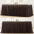 Partisky Chocolate Brown Polyester Table Skirt for Rectangle Tables 14ft, Wrinkle Resistant Pleated Ruffle Table Cloth for Banquet Wedding Trade Baby Shower Display Gift Dining Table by Partisky