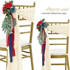 50 PCS Cheesecloth Chair Sashes Bows Wedding Aisle Decorations Chair Ribbon Ties Back Sash for Wedding Party Events Banquet Chair Cover Decoration (Ivory) - Image 3