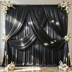 Black Satin Backdrop Curtains 4 Panels - Glitter Photo Drapes for Baby Shower, 20x10FT Shimmer Back Drop Cloth, Wrinkle Free for Birthday Party Prom Wedding Photoshoot Background by WishCare