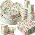 Hsei 250 Pcs Cactus Mexican Plates Napkins Cups Party Supplies Serves 50 by Hsei