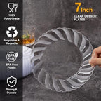 U-QE 100 Pieces Clear Plastic Plates, 7 Inch Plastic Dessert Plates - Image 2