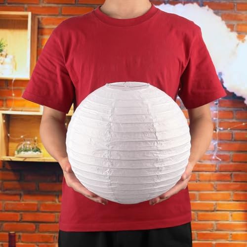 30 Pack 10 Inch Elegant White Round Paper Lanterns for Party Decorations, Weddings, Birthdays - Image 5