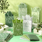 Kolldenn 50 Sets Green Wildflower Gift Bags Bulk with Tissue Paper - Image 4