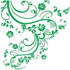 Green Swirl Flower Floral Wall Decal Design. Apply on Wall's Edge. #262A (100in X 29in) #262A by Stickerbrand