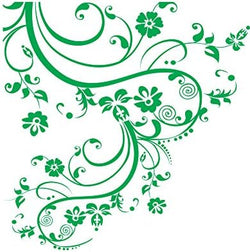 Green Swirl Flower Floral Wall Decal Design. Apply on Wall's Edge. #262A (100in X 29in) #262A by Stickerbrand
