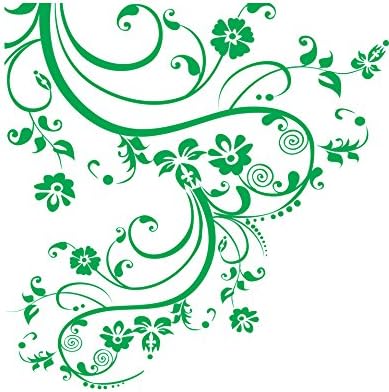 Green Swirl Flower Floral Wall Decal Design. Apply on Wall's Edge. #262A (100in X 29in) #262A by Stickerbrand