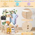 Wooden Baby Shower Crate Closet with Handle, Hangers & Garland, Large Capacity Baby Basket for Baby Shower, Customizable Wooden Crate Box Newborn Parents Welcome Gift (Natural Wood) - Image 4