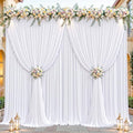 24ftx10ft Wrinkle Free White Backdrop Curtain - 10 Feet Photography Backdrop Drapes, Silky Polyester Back Drop Cloth for Wedding Baby Shower Balloon Arch Background by Unknown