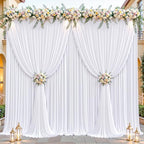 24ftx10ft Wrinkle Free White Backdrop Curtain - 10 Feet Photography Backdrop Drapes, Silky Polyester Back Drop Cloth for Wedding Baby Shower Balloon Arch Background by Unknown