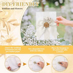 Fuyoooo 100 Set Wedding Invitations Wraps Set Pre Folded Vellum Jackets for 5 x 7 Invitations Self Adhesive Wax Seal Stickers Dried Baby's Breath Chiffon Silk Ribbon for Craft DIY (Rose Style) - Image 3