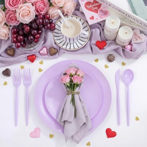 EjonirInjonir 150pcs Premium Purple Plastic Plates for Parties Matte Finish - Image 2