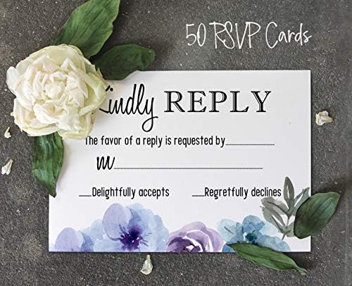 50 Blank RSVP Cards with White Envelopes Floral 4"x6" Response Cards-RSVP Reply Card for Wedding-Bridal Shower-Baby Shower-Rehearsal Dinner - Image 3