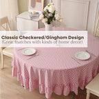 Pink White Gingham Tablecloth Round Dia.90” - Image 3