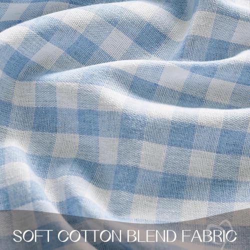 Romanstile Gingham Ruffled Tablecloth Rectangle, 60 x 120 Inch, Light Blue - Image 5