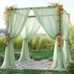 10ft x 10ft Sage Green Backdrop Curtains, Wrinkle-Free Sheer Chiffon Fabric Backdrop Drapes for Wedding Arch Party Ceremony Stage Photo Decoration - Image 2