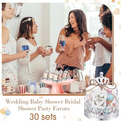 Jingmore 30 Sets Mini Crown Candy Boxes Party Favor,Sliver and Clear - Image 5