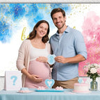Gender Reveal Decorations Backdrop 12 x 8 ft Blue and Pink Photo Props - Image 2