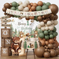 Beary First Birthday Decorations for Boy, All-In-One Woodland Bear Themed 1st Birthday Party Decorations Kit, Forest Bear Backdrop Balloon Garland Box Banner for Beary 1st Birthday Decorations Boy by Unknown
