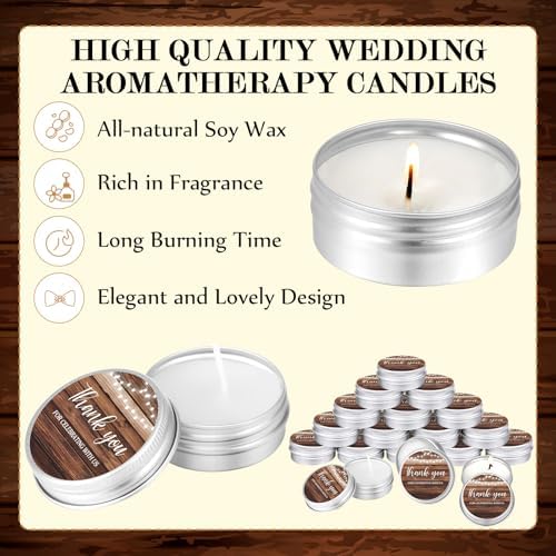MTLEE 50 Pcs Wedding Candles Gift Favors for Guests 1 Oz, Wooden Grain - Image 6