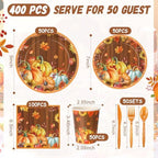 Pickmesh 400 Pcs Party Supplies Disposable Paper Plates Napkins and Cups Decorations for Men Women(Autumn Pumpkin,Orange) - Image 3
