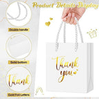 Honoson 60 Pcs Mini Thank You Gift Bag with Handle Bulk,Gold and White - Image 4