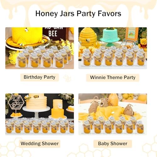 Aliggbent 70 Pack Honey Jars, 3oz Hexagon Glass with Dippers - Image 3