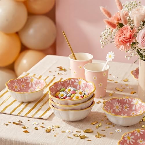 SiliFine 24 Pcs Daisy Party Favors for Guests Small Ceramic Bowl Bulk Gifts Set 3.3 Inch Floral Design Mini Dipping Sauce Dish with Card Box for Bridal Pooja Baby Shower Birthday Guest Gift - Image 4