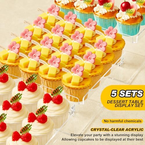 5 Tiered Dessert Table Display Set Buffet Riser Clear Acrylic Dessert - Image 5
