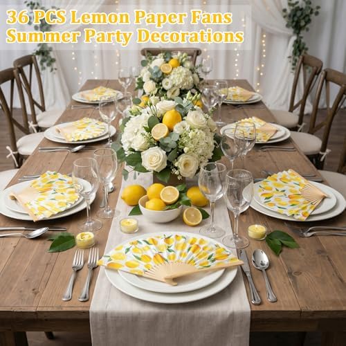 Karenhi 36 Pcs Lemon Party Hand Fans Bulk Summer Capri Party Decorations - Image 4